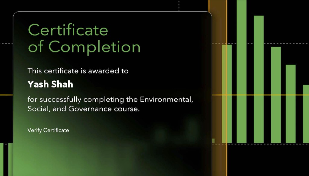 Environmental, Social, and Governance certificate