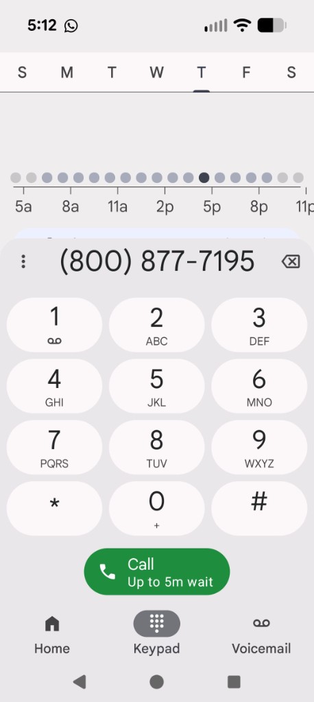 Google Phone dialer showing estimated wait time and busy hours chart before placing a call